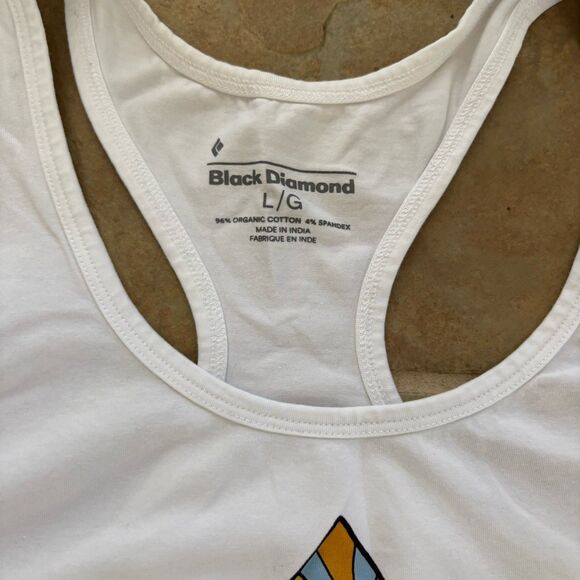 Black Diamond Tank Top Womens Size Large White Outdoors Activewear Racer Back - Picture 3 of 6